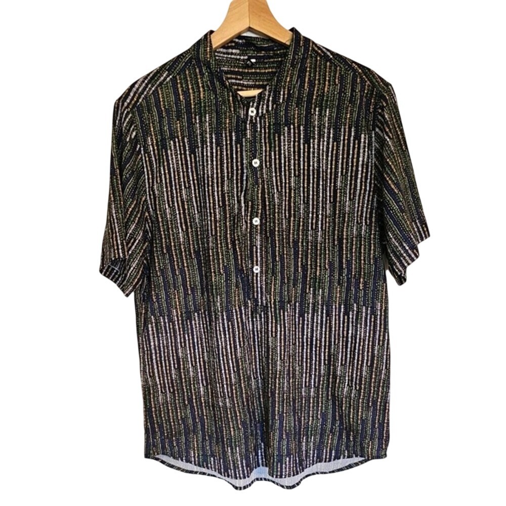 Men's zaful shirts size Medium black button down geometric‎